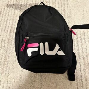 Fila Black Mini Backpack with Pink Zippers